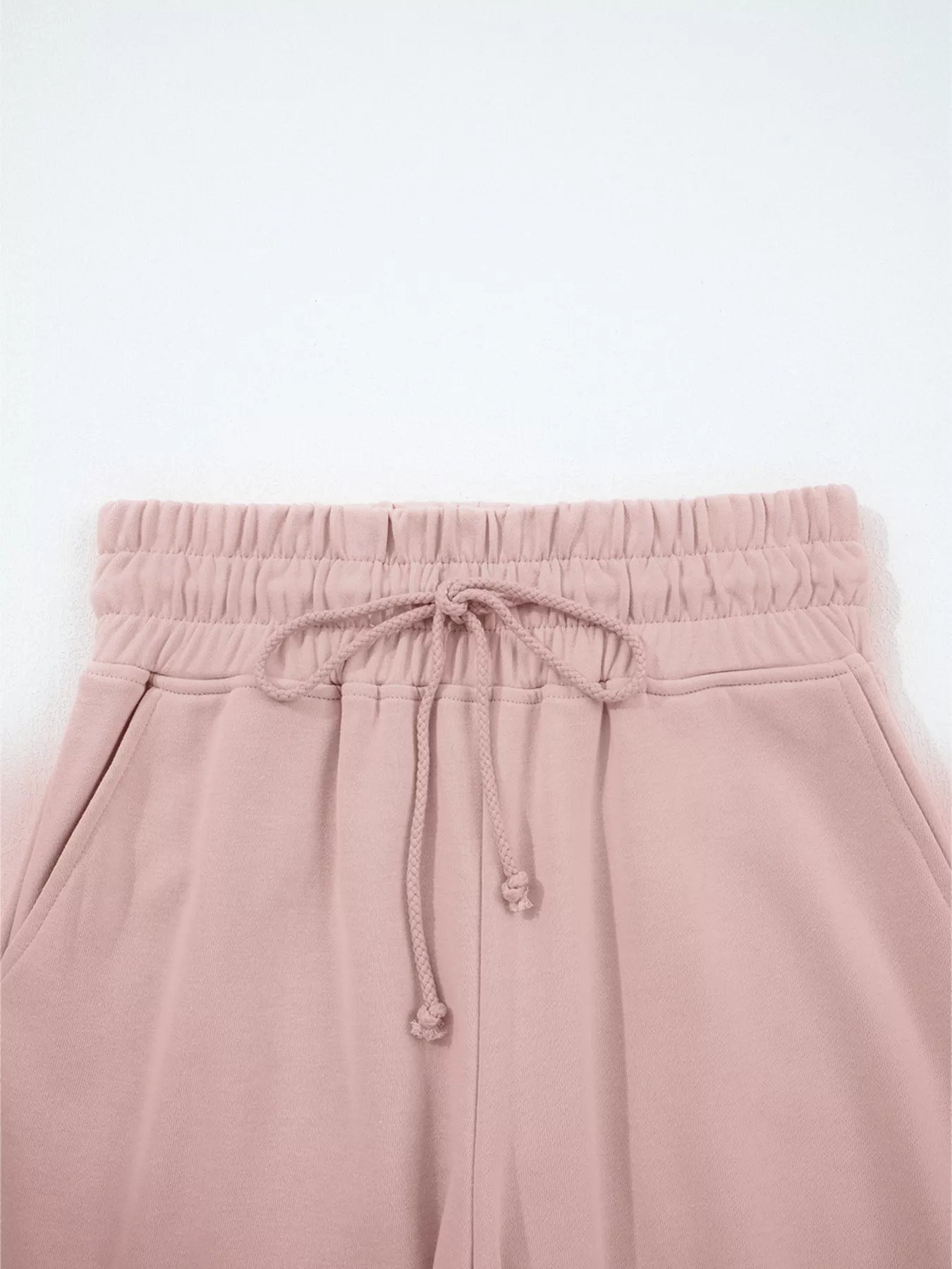 Drop Shoulder Puff Sleeve Crop Top and Drawstring Wide Leg Pants Set Trendsi
