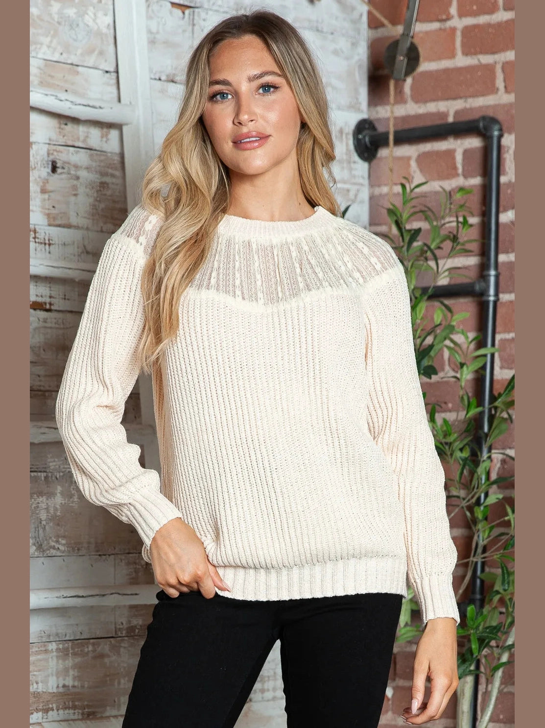 Round Neck Rib-Knit Sweater Trendsi