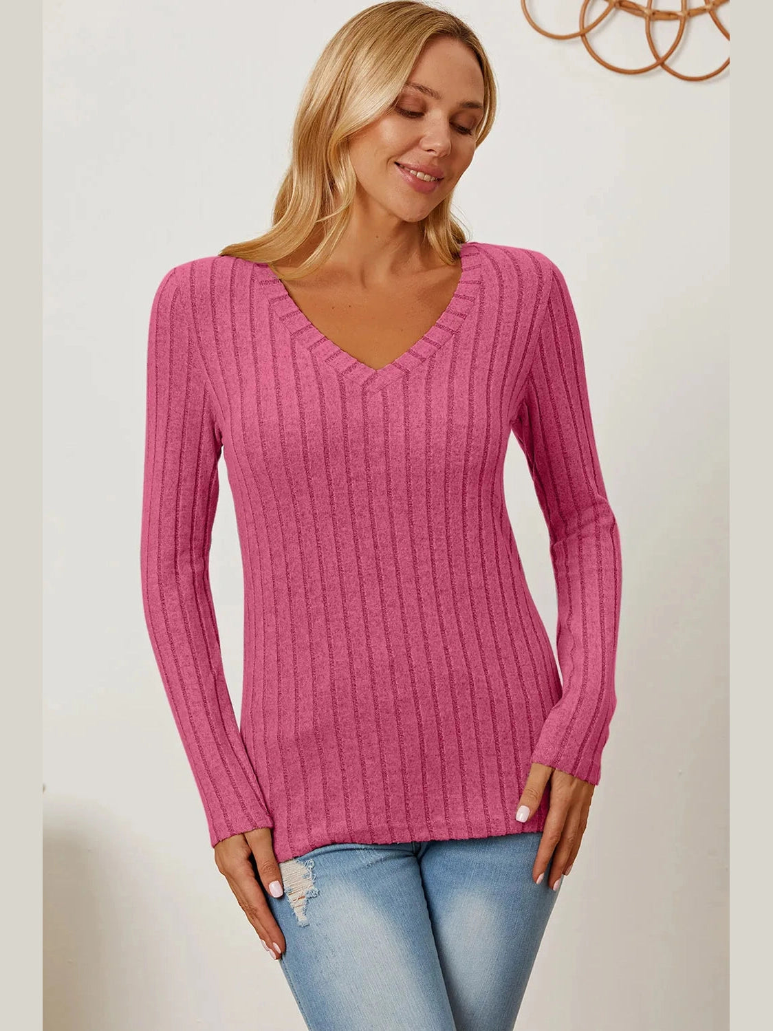 Basic Bae Full Size Ribbed V-Neck Long Sleeve T-Shirt nicholesgifts