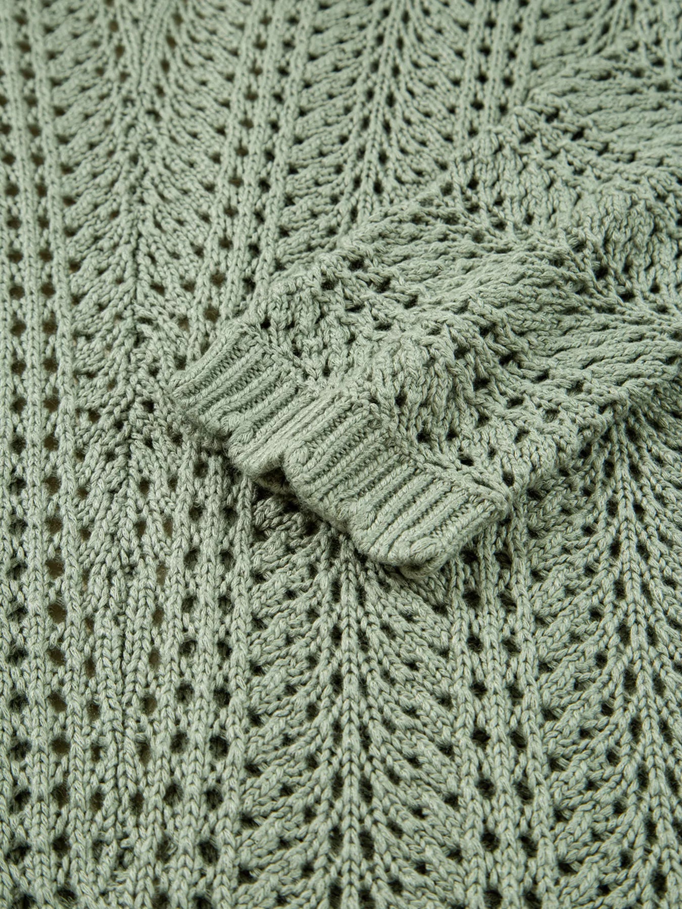 Scalloped Edge Eyelet Knit Batwing Sleeve Cardigan