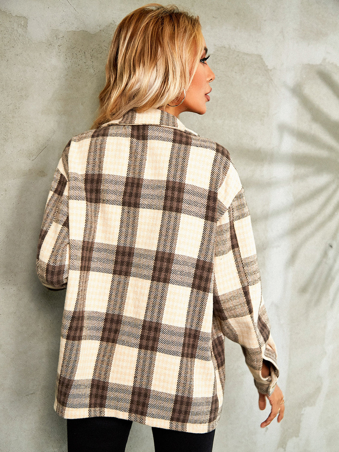 Plaid Button Down Collared Jacket nicholesgifts