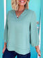 Frill Trim V-Neck Blouse nicholesgifts