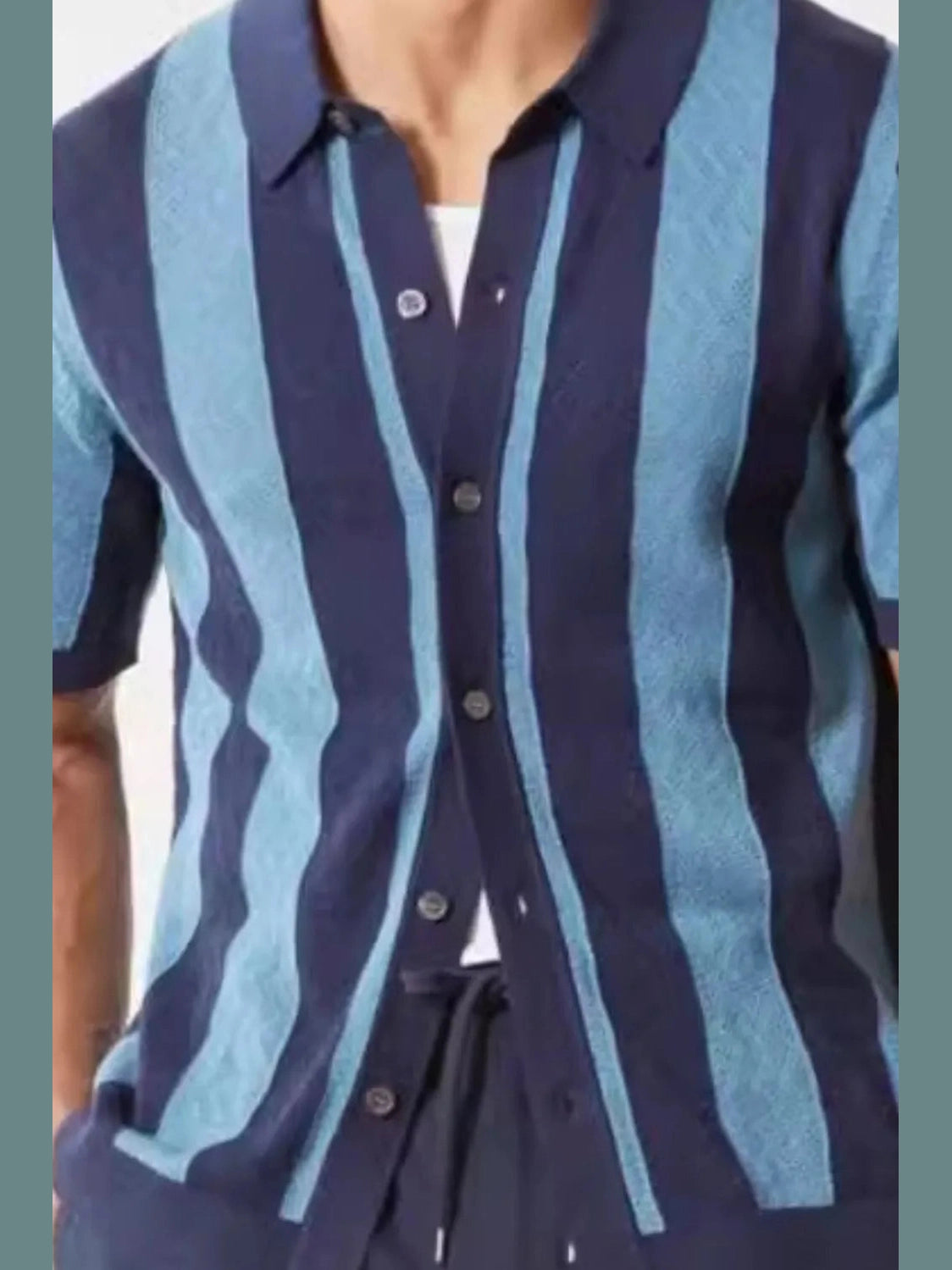 Men's Plus Size Striped Button Down Short Sleeve Shirt NicholesGifts