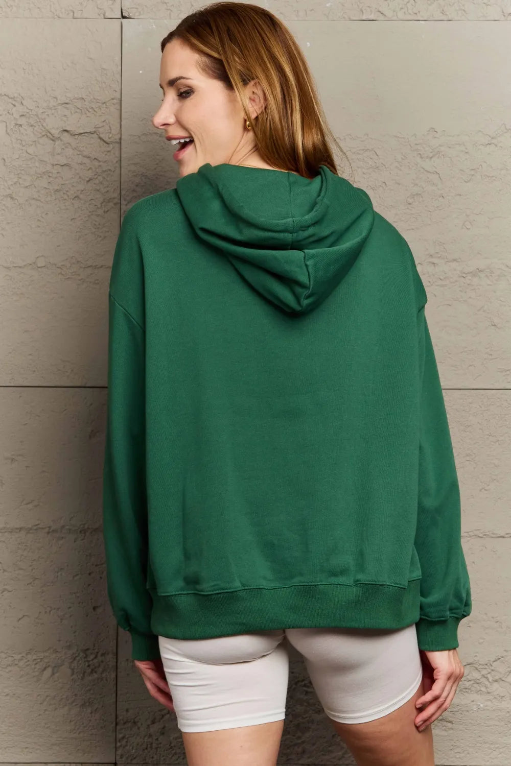 Full Size Long Sleeve Dropped Shoulder Hoodie Trendsi