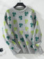 Clover Round Neck Long Sleeve Sweater Trendsi