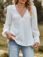 Lace Trim V-Neck Blouse with Flounce Sleeves nicholesgifts