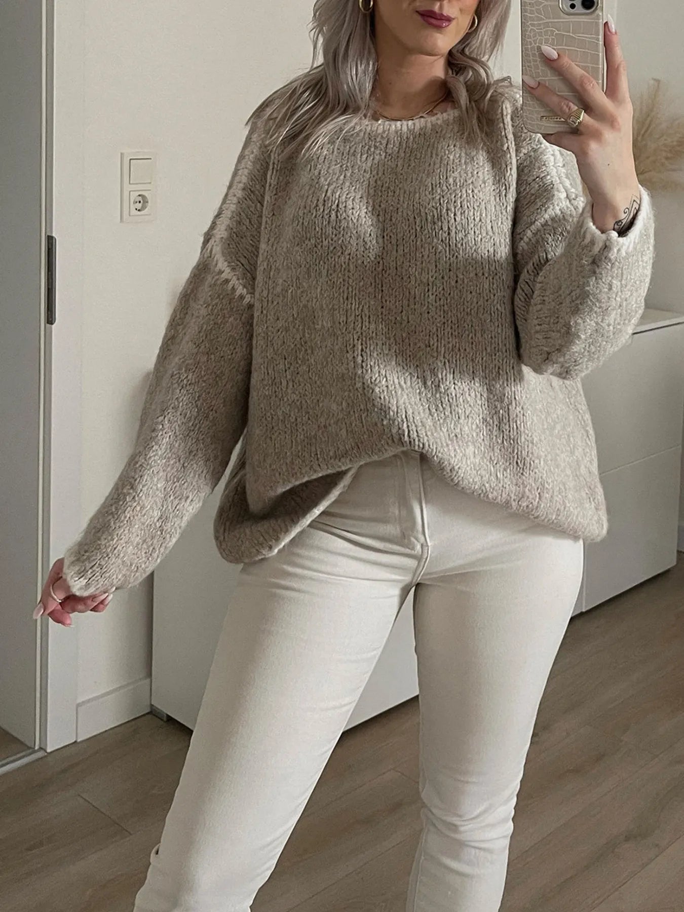 Contrast Trim Oversized Sweater