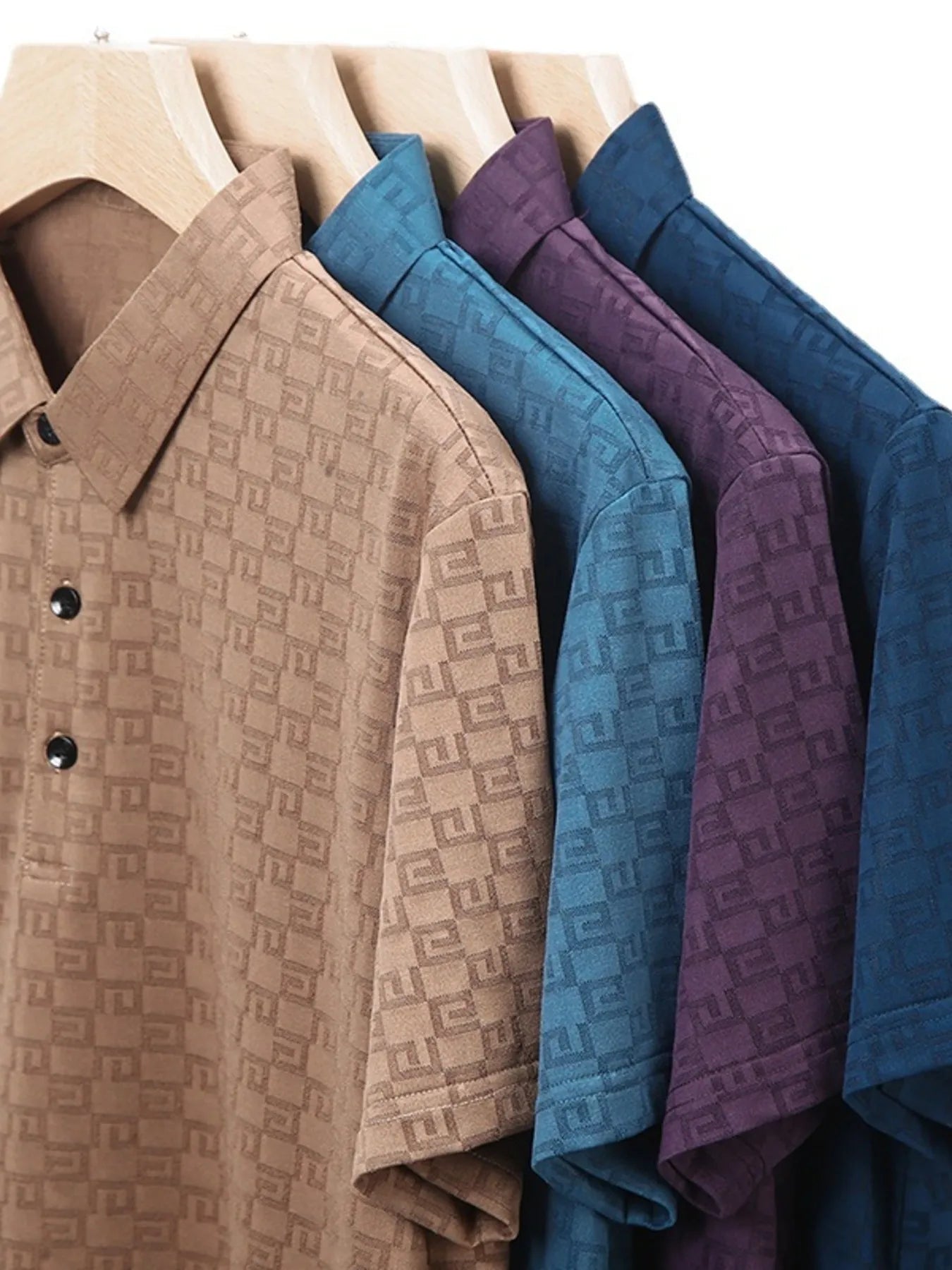 Men's Plus Size Breathable Textured Pattern Polo NicholesGifts