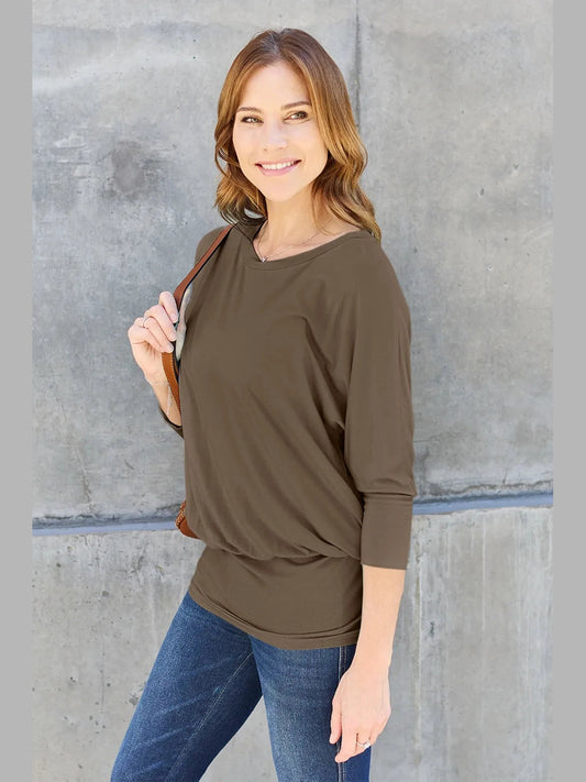 Basic Bae Full Size Round Neck Batwing Sleeve Top nicholesgifts