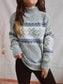 Geometric Mock Neck Dropped Shoulder Sweater nicholesgifts