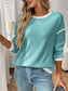 Ribbed Contrast Trim Long Sleeve Top nicholesgifts