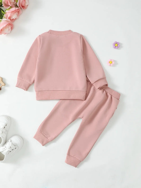 Children's Letter Graphic Sweatshirt and Pants Set Trendsi