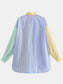 Women Pocketed Color Block Long Sleeve Shirt NicholesGifts
