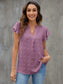 Swiss Dot Notched Flutter Sleeve Blouse nicholesgifts