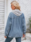 Pocketd Button Up Detachable Hooded Denim Jacket nicholesgifts