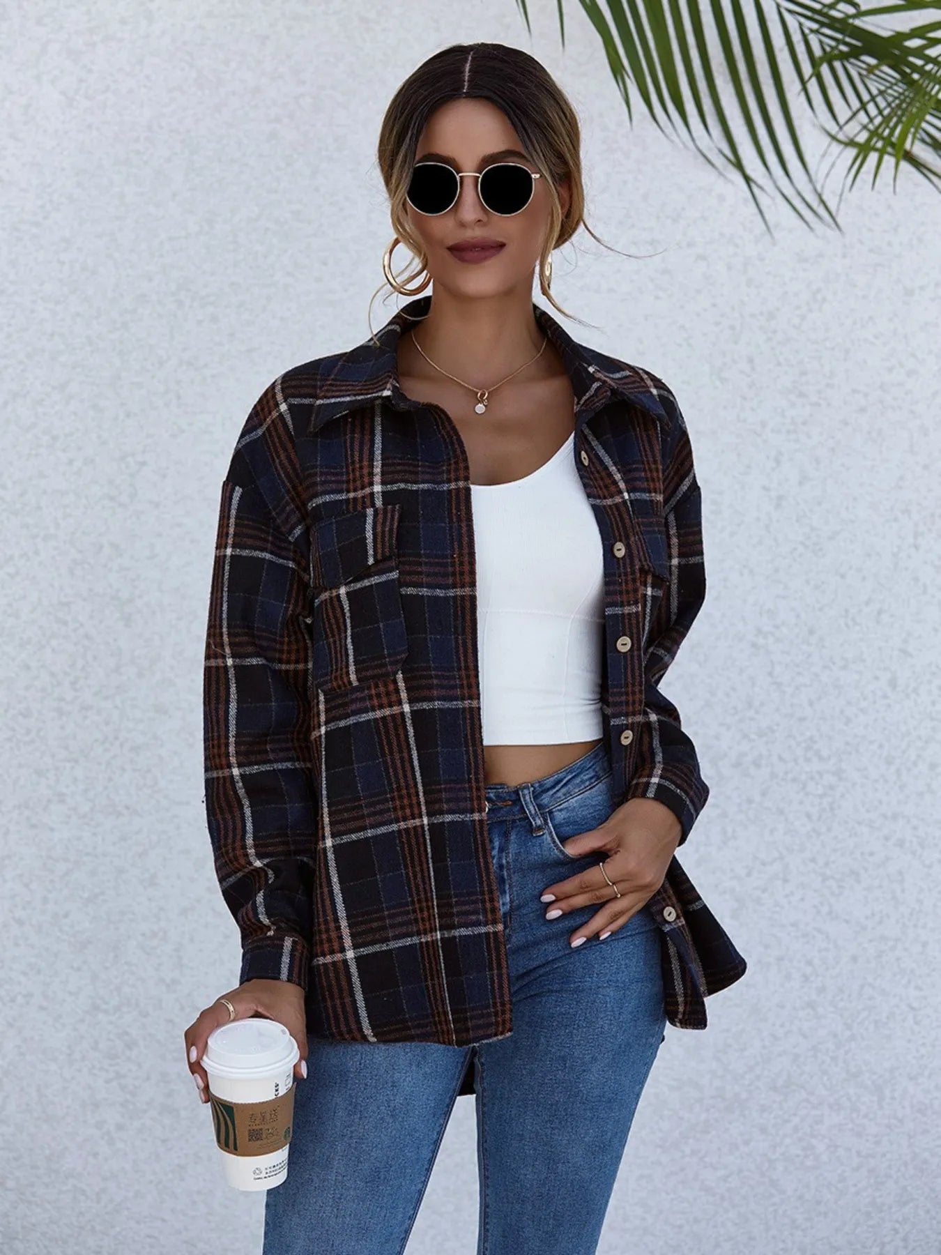 Plaid Button-Up Long Sleeve Shirt NicholesGifts