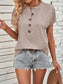 Half Button Short Sleeve Top nicholesgifts