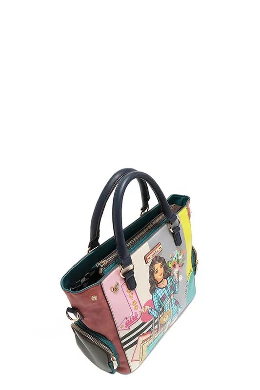 Nicole Lee USA Eco-Leather Handbag with Side Pockets Trendsi