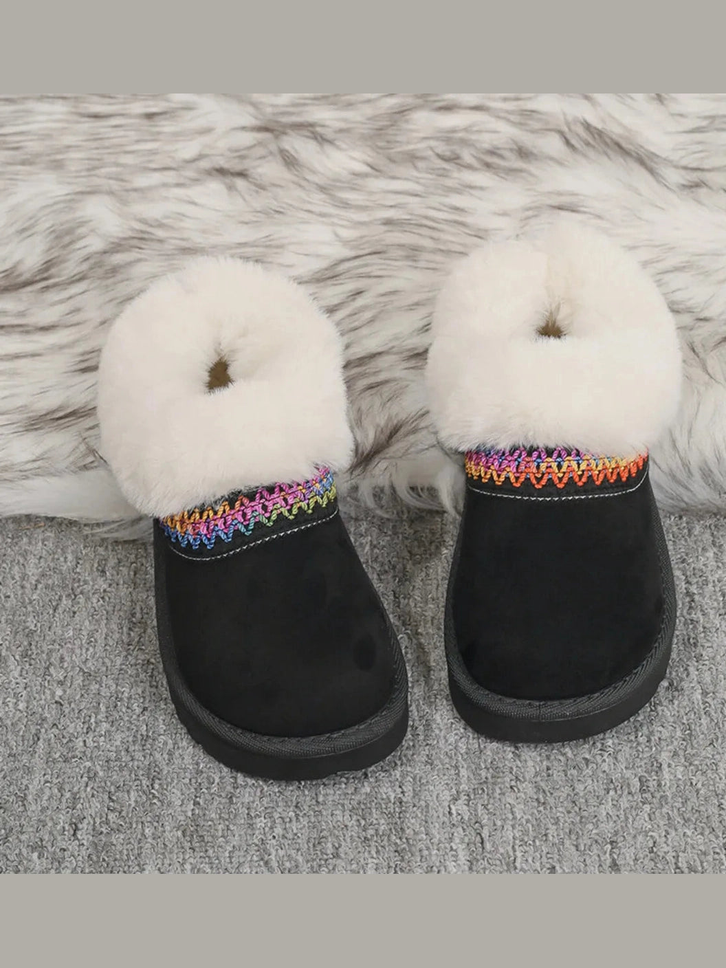 Fur-Lined Platform Boots with Decorative Woven Strap Trendsi