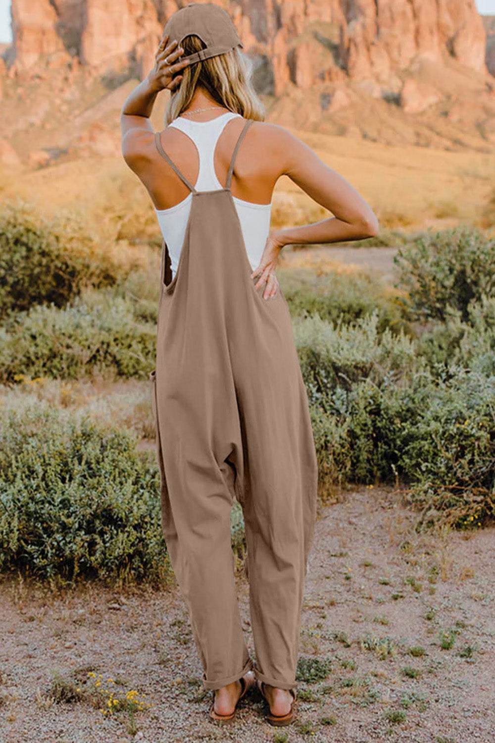 Double Take Full Size V-Neck Sleeveless Jumpsuit with Pockets nicholesgifts