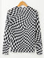 Women Checkered Mock Neck Long Sleeve Blouse nicholesgifts