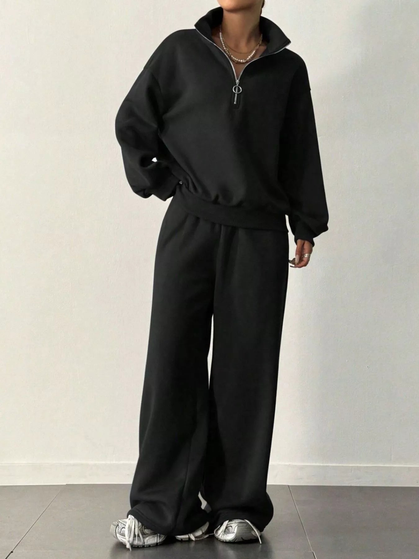 Half-Zip Long Sleeve Sweatshirt and Pants Set nicholesgifts