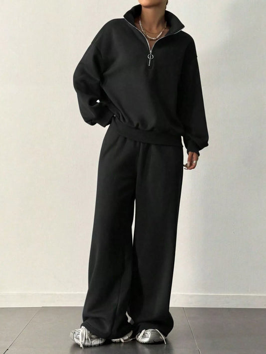 Half-Zip Long Sleeve Sweatshirt and Pants Set nicholesgifts