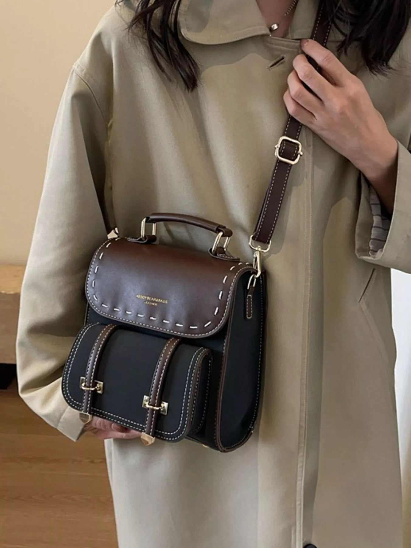 Vintage Style Leather Backpack Bag nicholesgifts