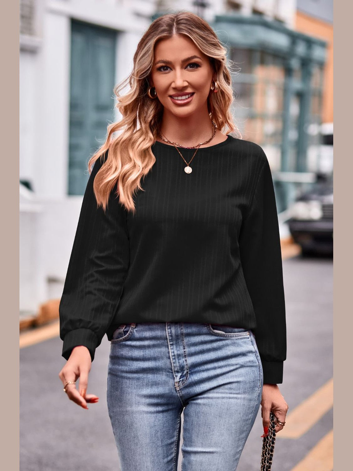 Round Neck Long Sleeve Tee NicholesGifts