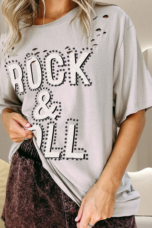 ROCK & ROLL Round Neck Dropped Shoulder T-Shirt nicholesgifts