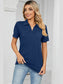 Women Johnny Collar Short Sleeve Blouse nicholesgifts