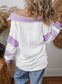 Color Block Striped Johnny Collar Sweatshirt nicholesgifts
