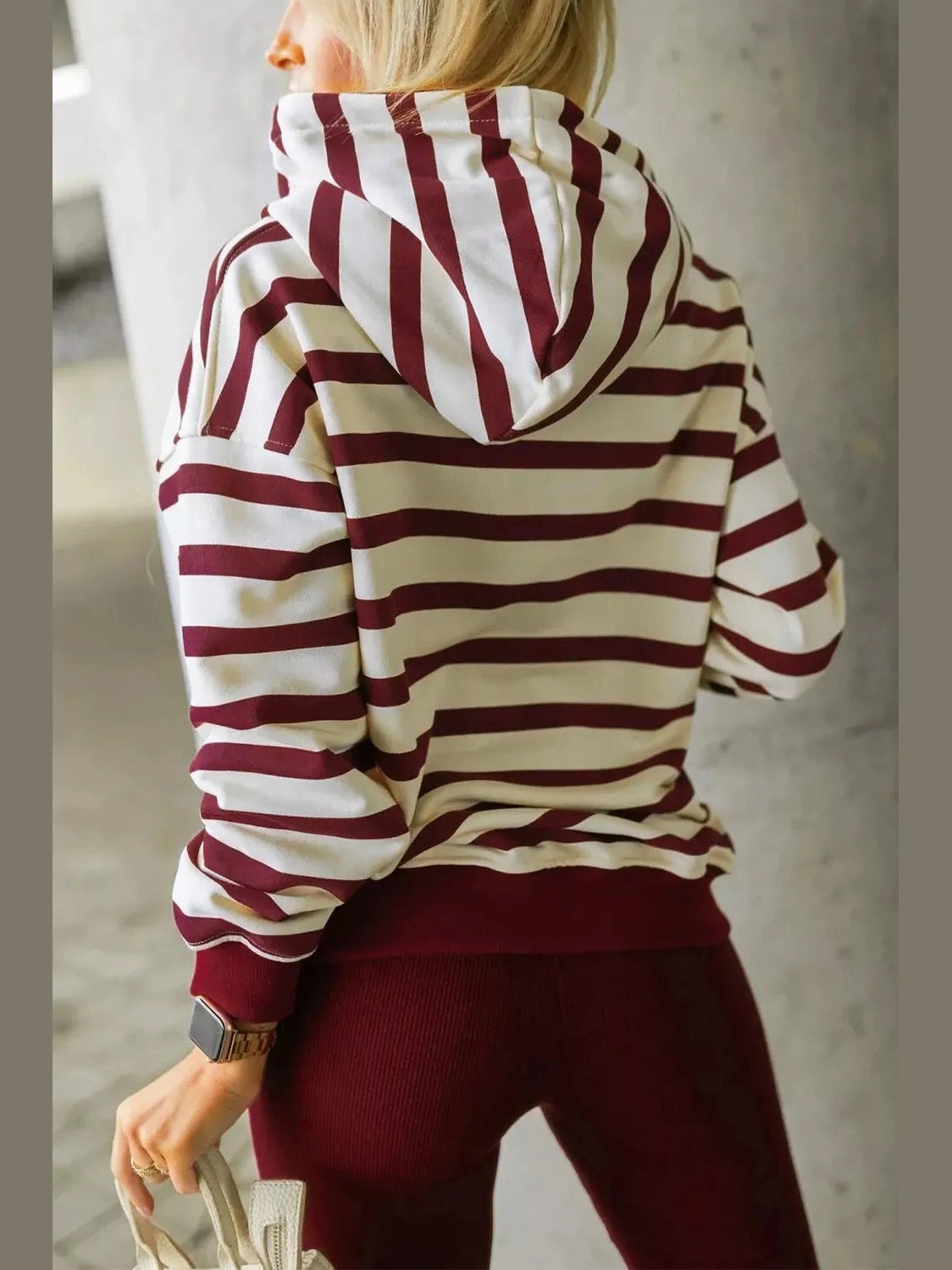 Striped Long Sleeve Hoodie & Leggings Set nicholesgifts