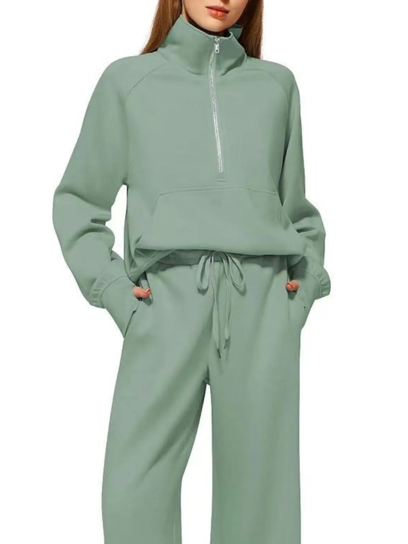 Half Zip Long Sleeve Top and Pants Set NicholesGifts