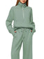 Women Half Zip Long Sleeve Top and Pants Set nicholesgifts