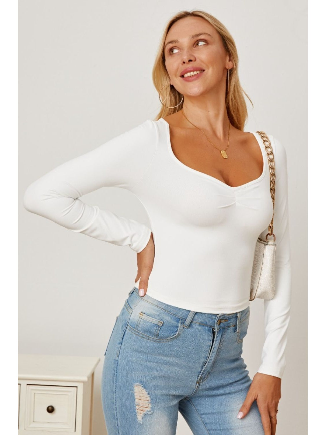 Ruched Long Sleeve T-Shirt nicholesgifts