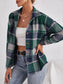 Plaid Collared Neck Button Down Jacket nicholesgifts