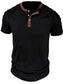 Men's Full Size Casual Henley Short Sleeve Top with Contrast Collar Plus Size nicholesgifts