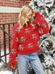 Women Reindeer Round Neck Long Sleeve Christmas Sweater nicholesgifts