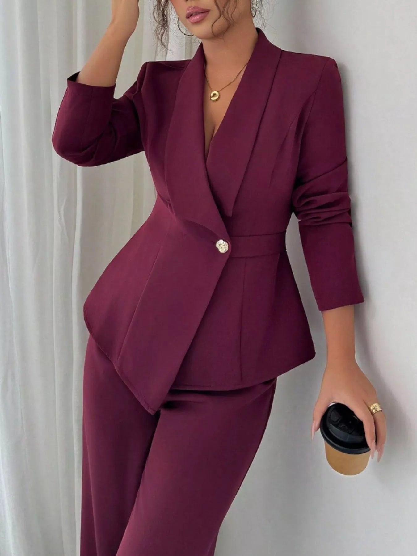 One Button Blazer and Pants Set nicholesgifts