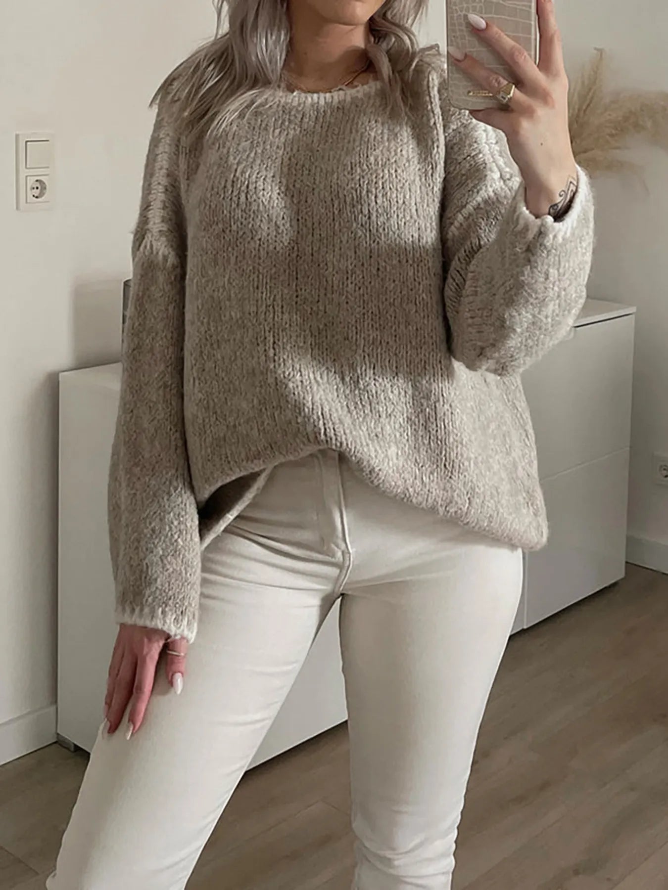 Contrast Trim Oversized Sweater