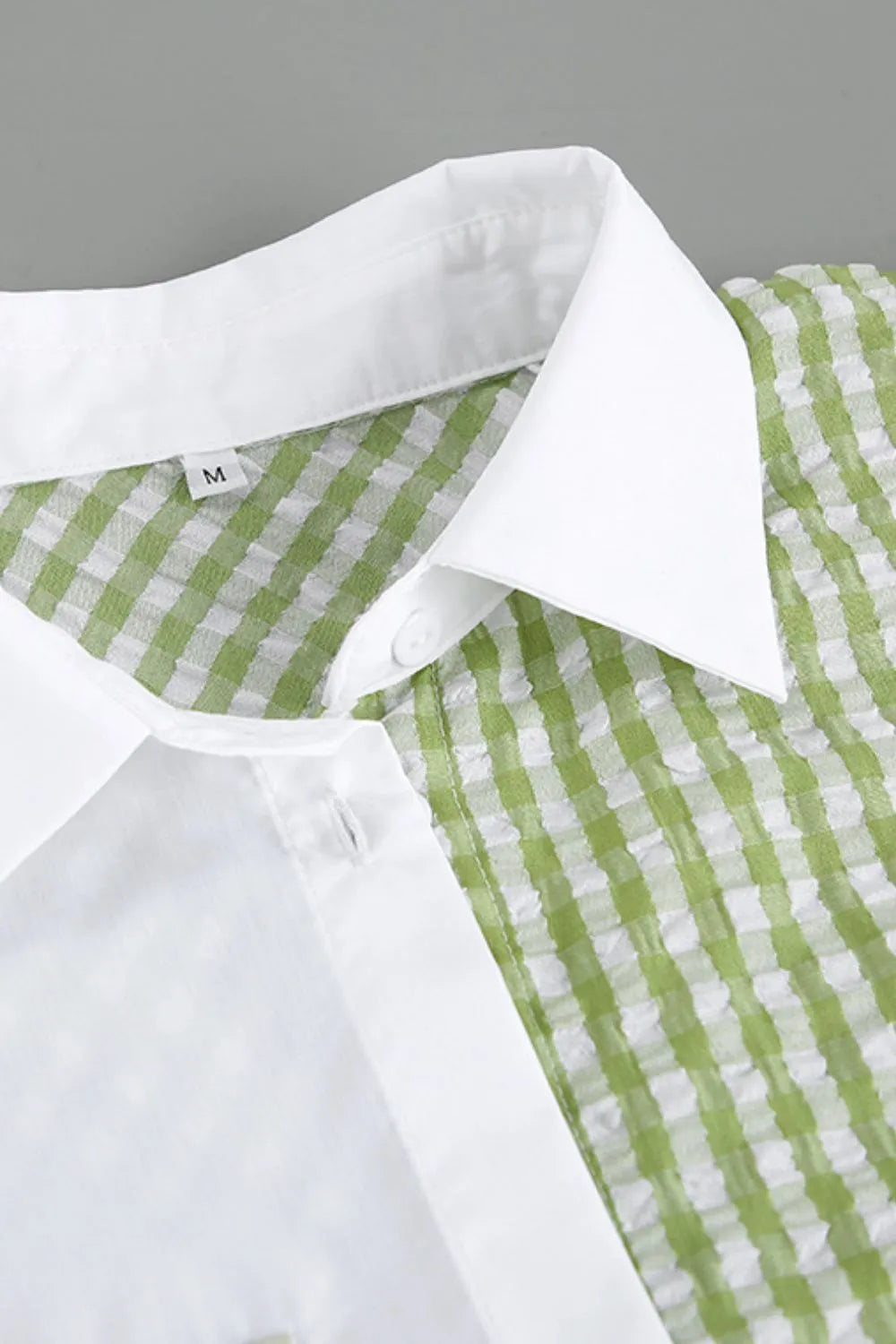 Two-Tone Plaid Button Down Long Sleeve Shirt Trendsi