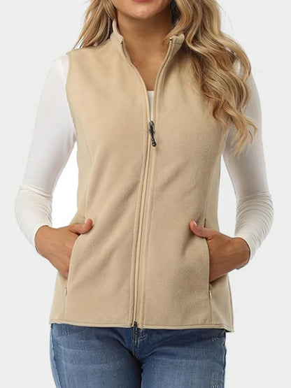 Zip Up Turtleneck Vest with Pockets nicholesgifts