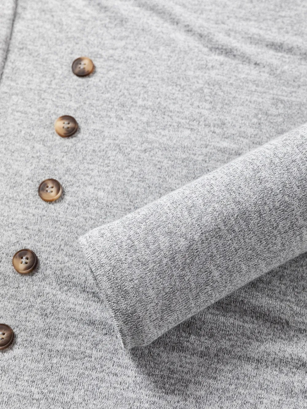 Decorative Button Round Neck Long Sleeve Top
