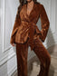 Velvet Tie Waist Blazer and Pants Set nicholesgifts