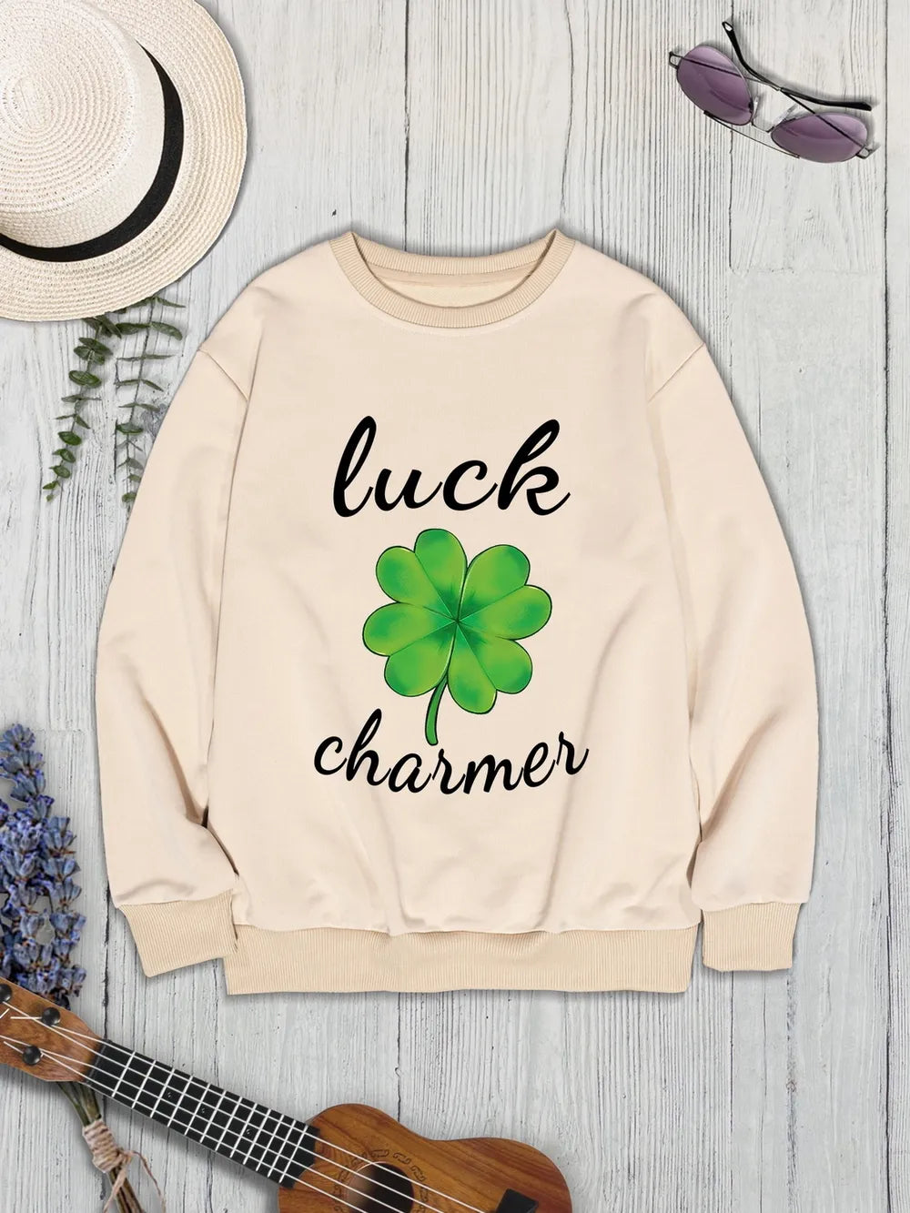 LUCK CHARMER Round Neck Sweatshirt nicholesgifts