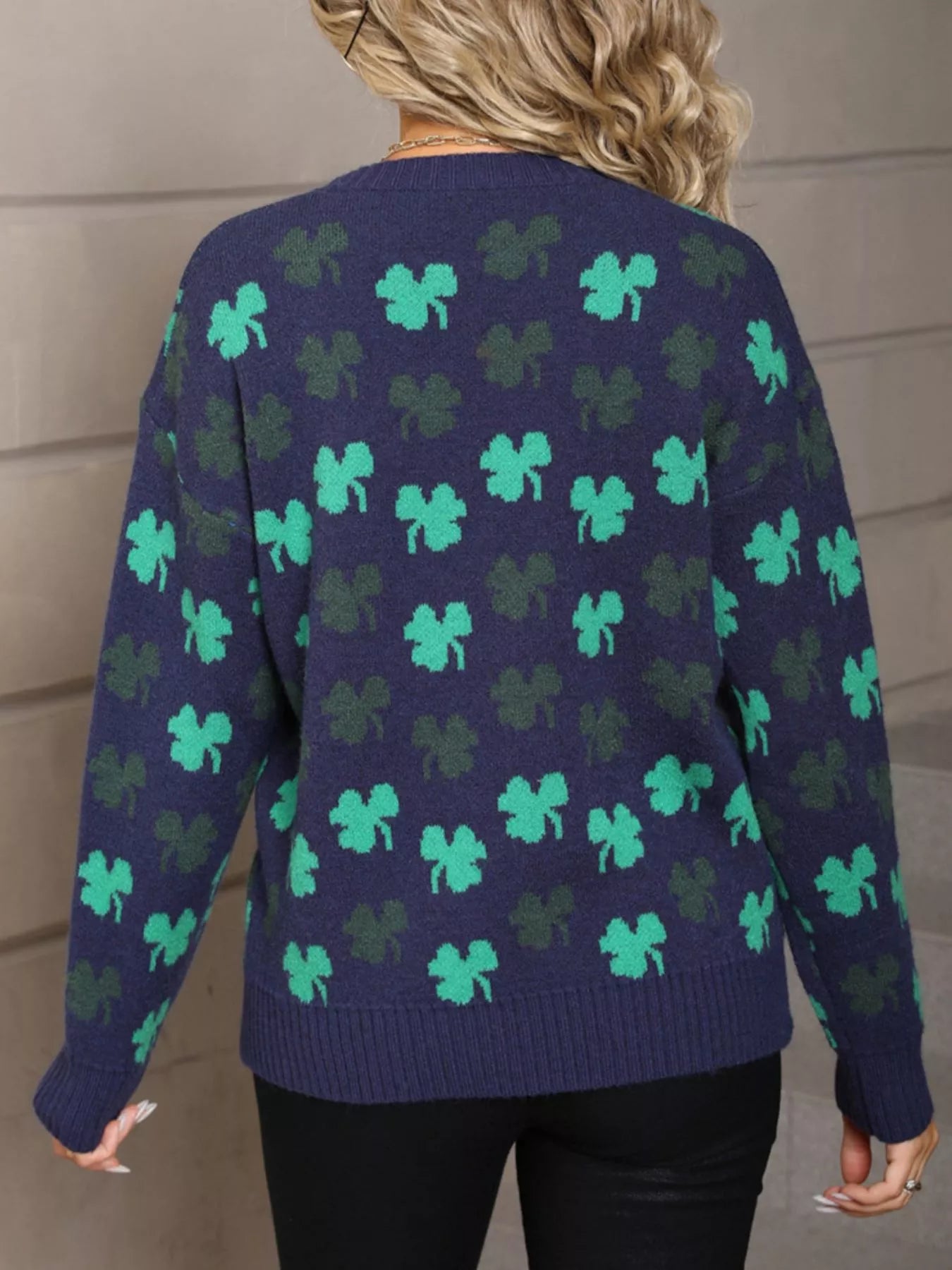Lucky Clover Crew Neck Sweater nicholesgifts