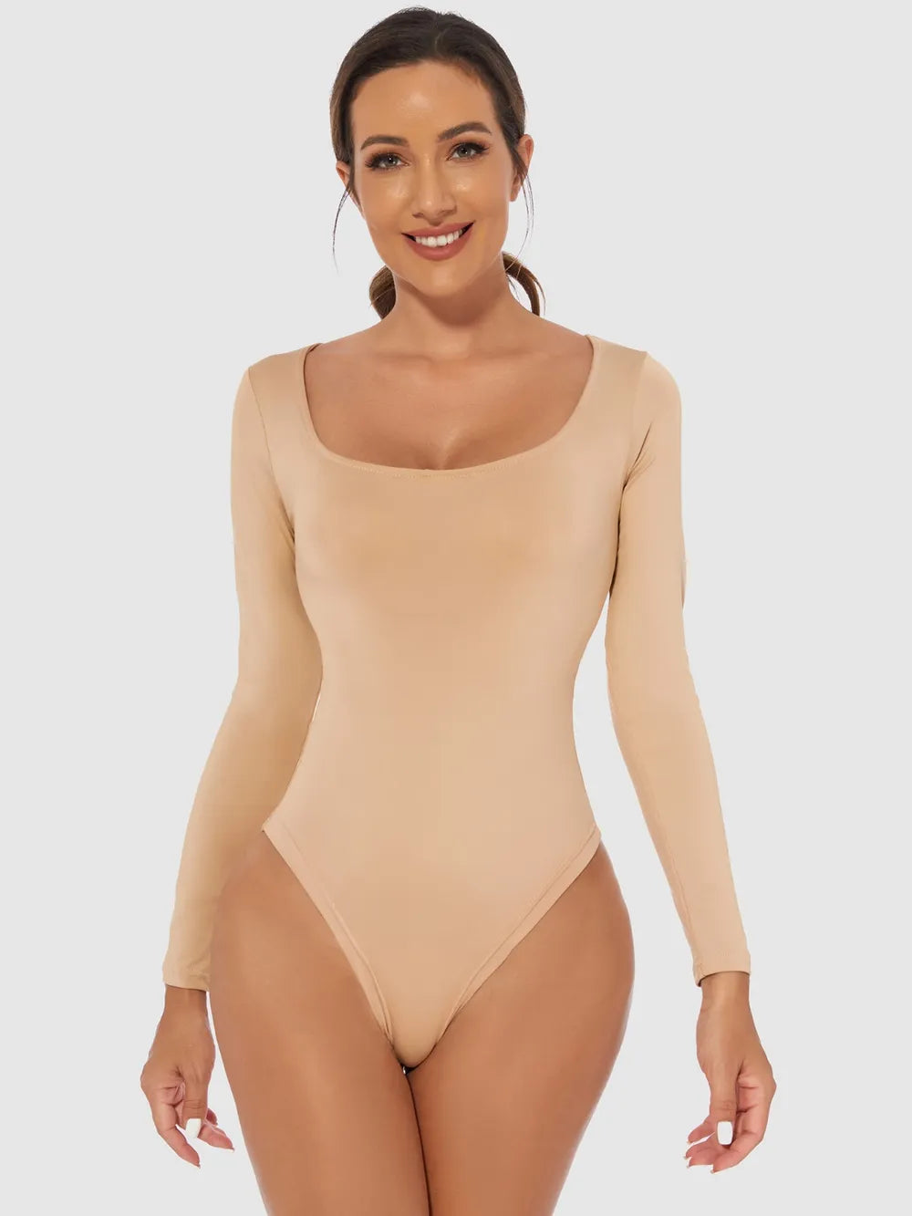 Full Size Scoop Neck Long Sleeve Bodysuit nicholesgifts