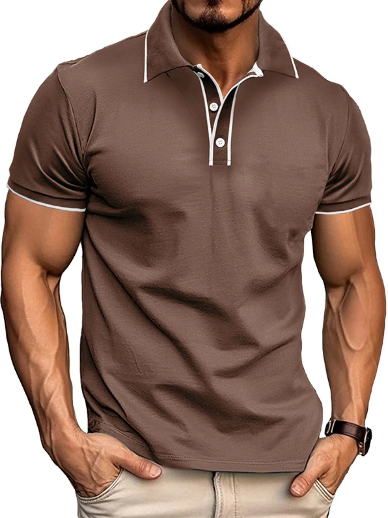 Men's Slim Fit Polo Shirt with Contrast Trim NicholesGifts