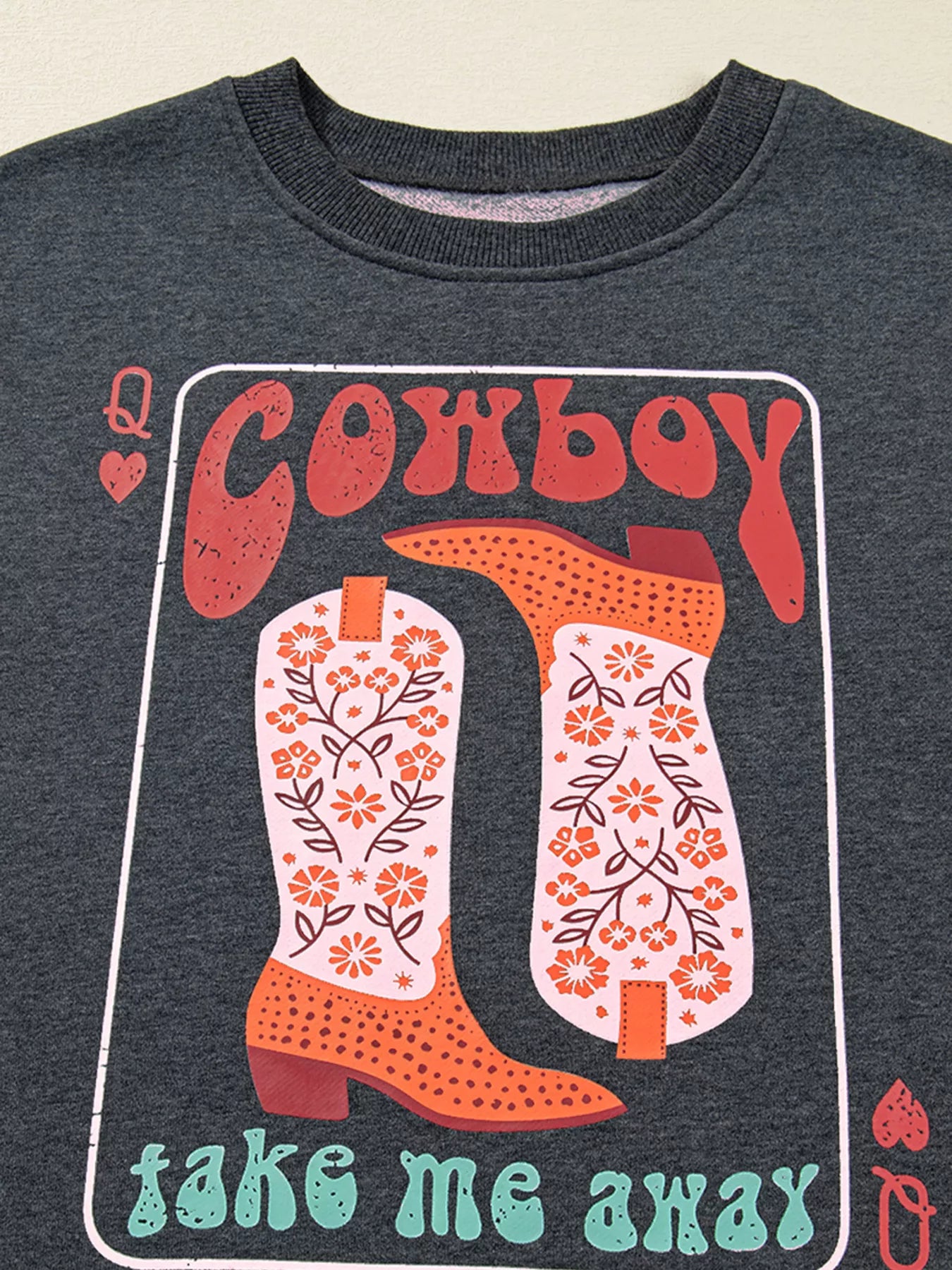 Cowboy Queen Card Drop Shoulder Graphic Sweatshirt Trendsi